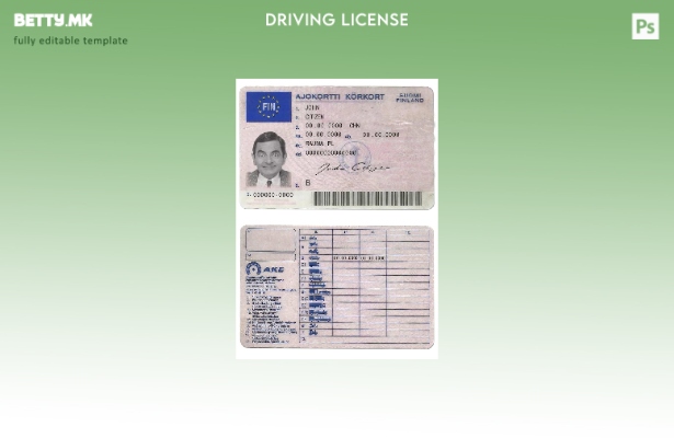 Шаблон за возачка дозвола од Финска во модерен стил